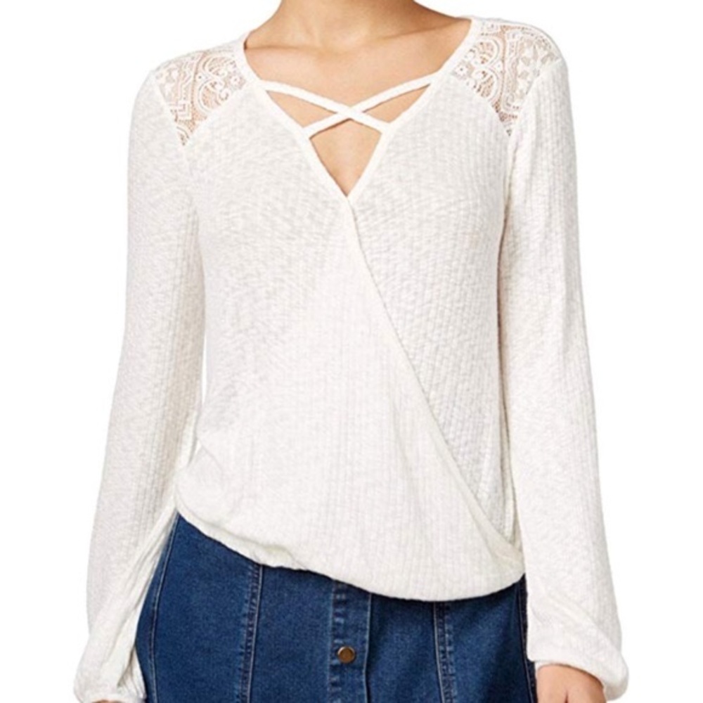 American Rag strappy criss cross front blouse